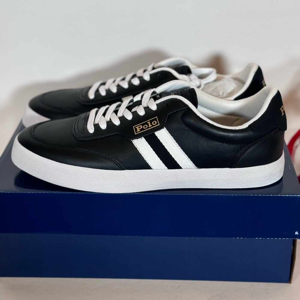 NIB Polo Ralph Lauren Men's Court Retro Leather Sneakers - Picture 2 of 8